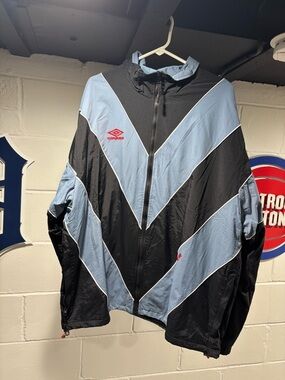 Umbro x Butter Black and Light Blue Chevron Windbreaker Jacket